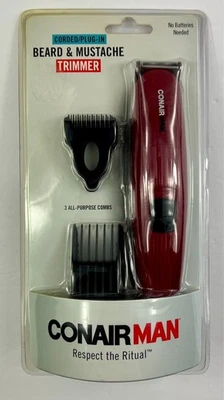 Recortadora de barba y bigote enchufable con cable CONAIRMAN para hombre con 3 peines multiusos X7 Foto 1 de 3
