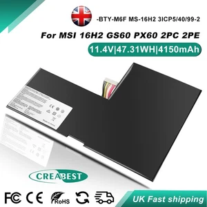 4640mAh BTY-M6F MS-16H2 Bateria do laptopa do MSI 16H2 PX60 GS60 2PC-279XCN 2PE 6QC - Zdjęcie 1 z 12