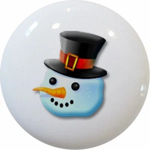 SNOWMAN Black Hat Ceramic CABINET Drawer Pull KNOB - Picture 1 of 2