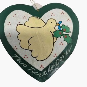 Lillian Vernon 12 Days Of Christmas 2 Turtle Doves Wooden Ornament Vintage 1988 - Picture 1 of 2