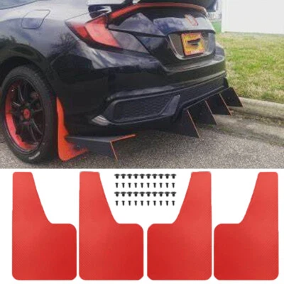 Car Red Mudguards Fender Mud Flaps Splash Guards Mudflaps For Honda Civic Coupe - Image 1 of 4