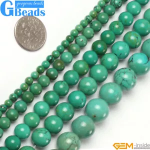 "Cuentas redondas turquesa antiguas naturales vintage para hacer joyas envío gratuito 15" - Imagen 1 de 39