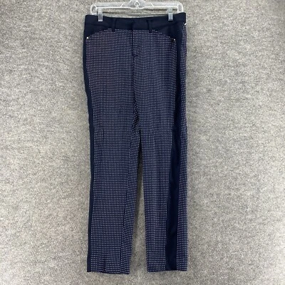Pantalones Anne Klein Mujer 4 Azul Lunares Tiro Alto Chino Ajustado Capri Pull On Foto 1 de 4