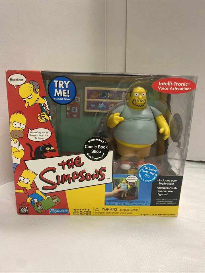 2001 The Simpsons Interactive Comic Book Guy W/ Shop Environment Action Fig