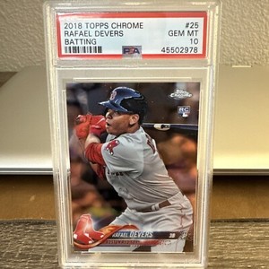 2018 Topps Chrome Rafael Devers RC PSA 10 Batting Red Sox