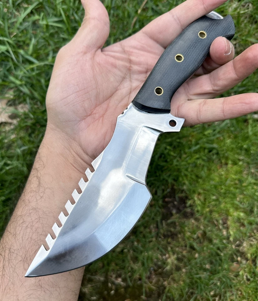 "Herramienta D2 hecha a mano acero caza hoja fija rastreador cuchillo funda EDC supervivencia 10""" Foto 1 de 4