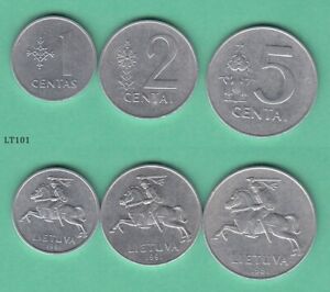 Lithuania 1, 2, 5 Cents 1991 Coins