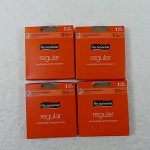 No Nonsense Pantyhose Womens Size A Tan Reinforced Toe Nylon AH1003 4 Pairs - Picture 1 of 9