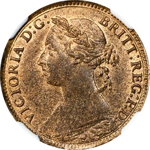 GREAT BRITAIN: 1895  1 /4 P ENNY Farthing NGC MS63 (Bun Head, S-3958) FARTHING - Picture 1 of 3