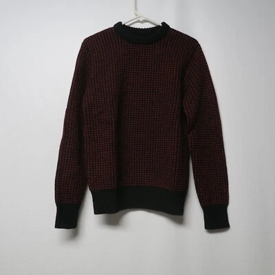L.L. Signature Bean Wool Blend Grey Red Birdseye Norwegian Crew Neck Sweater S - Image 1 of 4