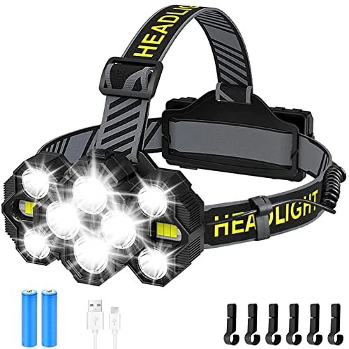 Linterna Frontal 10 LED Alta Potencia, 18000 Lumens Linterna Cabeza Recargable - Imagen 1 de 4