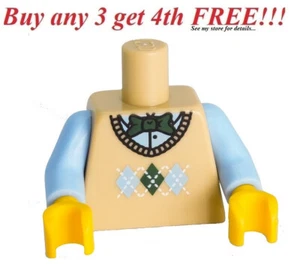 ☀️NUEVO LEGO Minifigura Minifigura Torso Cuerpo Suéter Argyle Chaleco #3 Bronceado  - Imagen 1 de 3