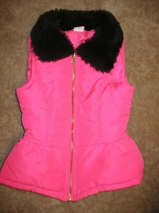 CIRCO Girls's Small (5/6) ZIP-UP INSULATED VEST (pink w/ faux fur collar) EUC' - Picture 1 of 2