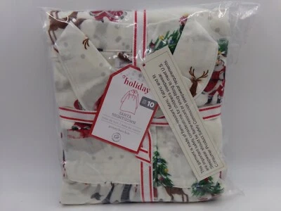 Camisón Pottery Barn Kids Holiday Santa Talla 10 Blanco Multi Reno #9965F Foto 1 de 4