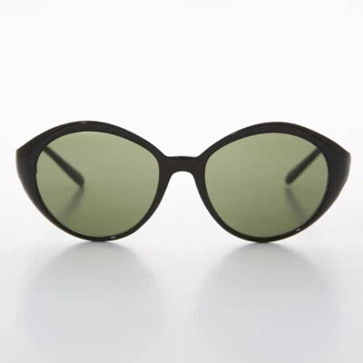 Gafas de sol redondas negras para mujer vintage ojo de gato lentes verdes - jengibre Foto 1 de 3