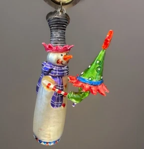 Pupazzo di neve ornamento vetro soffiato mercurio Dept 56 vintage 3,5" *chip* - Foto 1 di 10