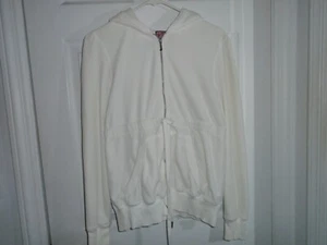 Vintage Juicy Couture Long White Velour Hoodie Junior's Size XL - Picture 1 of 2