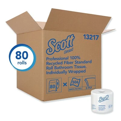 80 Rolls SCOTT  Toilet Paper 2Ply NO CLOG SEPTIC SAFE Bulk Supply DURABLE Soft - Image 1 of 3
