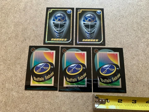 1994 BUFFALO SABRES NHL HELMET & PUCK HOLOCHROME VENDING FOIL STICKER LOT OF 5 Cover