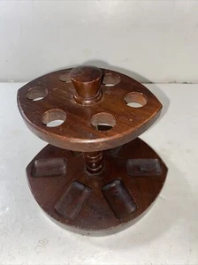 Vintage Black Walnut 6 Pipe Holder Rack - Picture 1 of 6