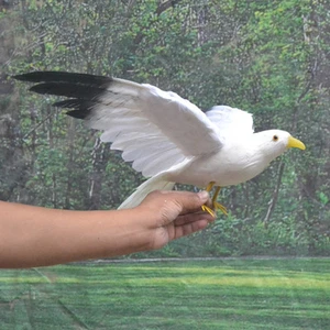 big simulation black wings Seagull toy plastic&feather bird model 32x50cm - Picture 1 of 3