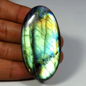 Yellow Flash Labradorit Oval Edelstein 52x28 mm Natur Labradorit Cabs LB-822 - Bild 1 von 7
