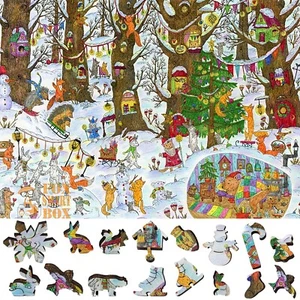 Wooden Jigsaw Puzzle for Adults by FoxSmartBox -245 pieces- Fairy Forest. Winter - Picture 1 of 7