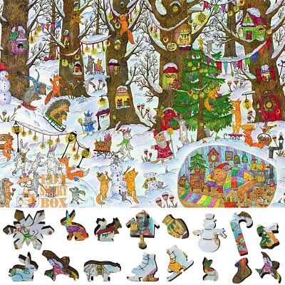 Wooden Jigsaw Puzzle for Adults by FoxSmartBox -245 pieces- Fairy Forest. Winter - Image 1 of 4