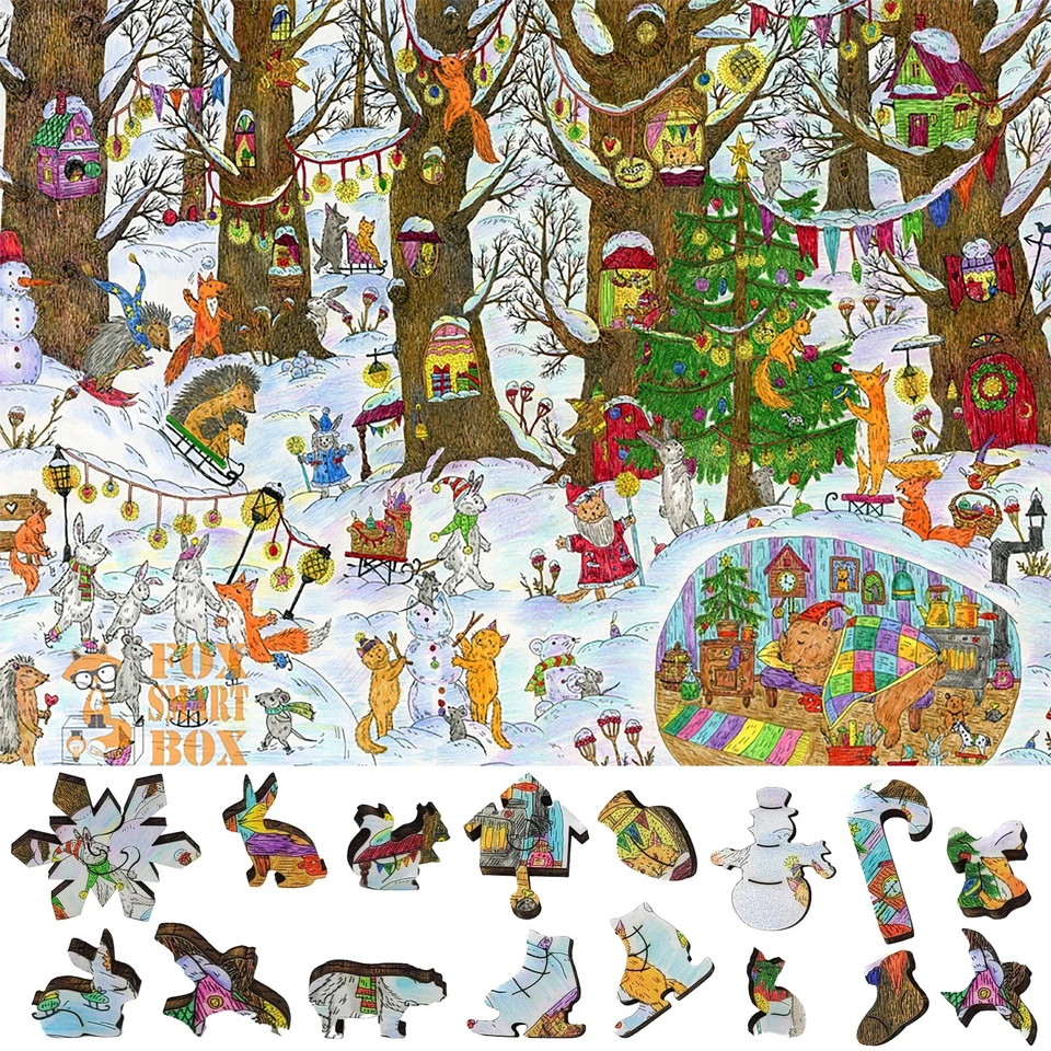 Wooden Jigsaw Puzzle for Adults by FoxSmartBox -245 pieces- Fairy Forest. Winter - Image 1 of 4