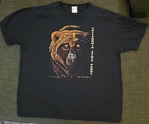 Vintage California State Parks Grizzly Bear T Shirt 1998 Size XL Black CA Nature - Picture 1 of 8