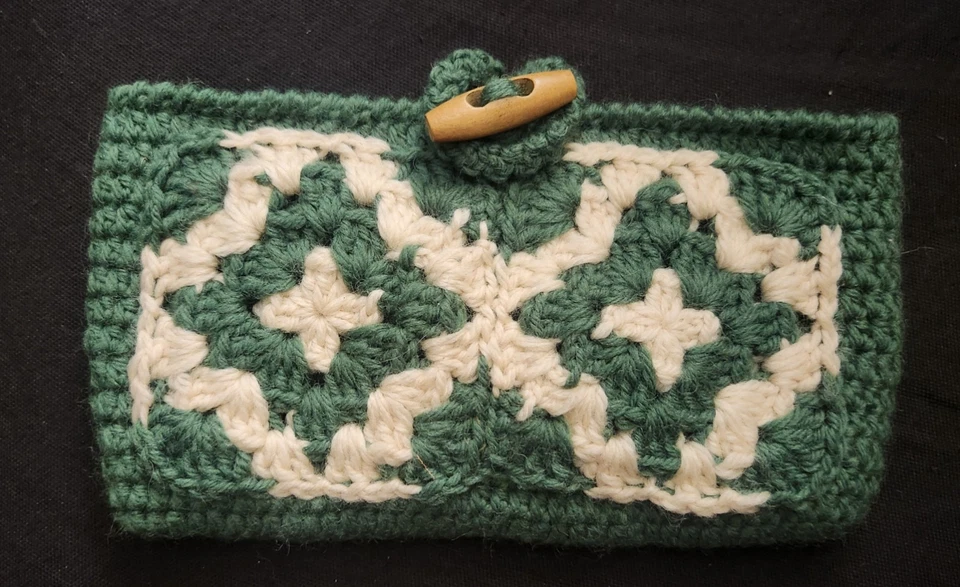 Clutch 100% lã estilo vintage quadrada vovó Cottagecore - Imagem 1 de 4