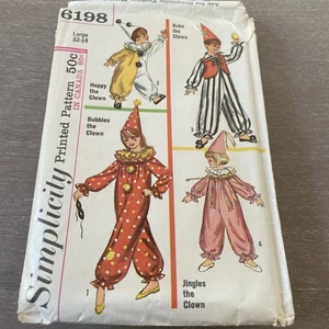 Simplicity 6198 Vintage Child Clown Costume 12 14 Happy Bubbles Jingles Bobo - Picture 1 of 5