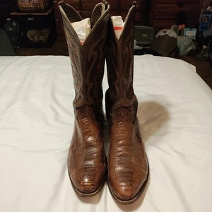 Herren Größe 9D Larry Mahan Stiefel Braun Straußenbein - Bild 1 von 13