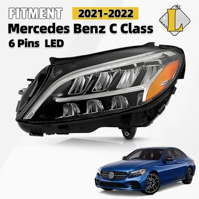 6-Pins LED Headlight For 2021-2022 Mercedes Benz C Class w/o Cornering Lamp Left Foto 1 de 4