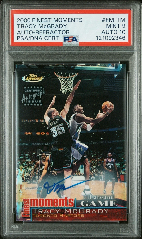 2000-01 Topps Finest Moments Tracy McGrady #FM-TM Refractor AUTO PSA 9 Auto 10 - Image 1 of 2