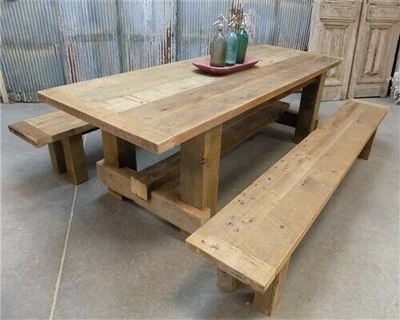Mesa de 4 patas Amish Pine Harvest de 7', hecha a medida por encargo, mesa rústica de granja, Foto 1 de 4