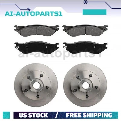 For 1998 Dodge B1500 Front Brake Rotors & Hub Assembly + Brake Pads Kit - Image 1 of 4