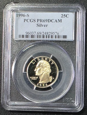 1996 S 25C Washington Silver Quarter Proof PCGS PR69DCAM #9576 - Image 1 of 2