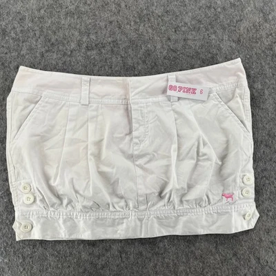 Victoria's Secret ROSA Blanco Mini Falda Retro Talla 6 NUEVA Foto 1 de 4