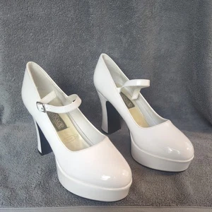 Vintage Funtasma Maryjane-50 Platform 4" Heels White Patent Leather Size 8 - Picture 1 of 6