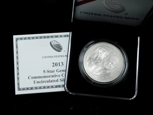 2013-W $1 5-Star Generals Commemorative Silver Dollar in Box w/ COA - Picture 1 of 4