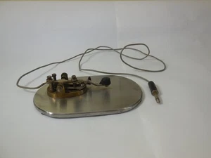 Morse Code Telegraph Key - Unbranded mounted on Stainless Steel Base - PreOwned - Picture 1 of 14