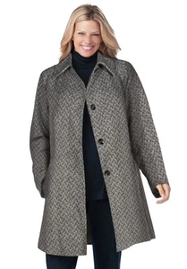 Woman Within Plus Size Wool-Blend Classic A-Line Coat - Picture 1 of 16