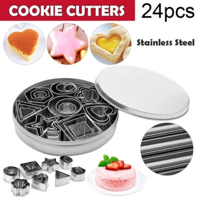 24 Stück Plätzchen Ausstecher Edelstahl Slicer Mini Küche Keks Ausstechformen - Bild 1 von 4