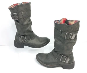 Rocket Dog UK 4 Grey Black Biker Buckle Winter Fall Autumn Boots - Picture 1 of 8