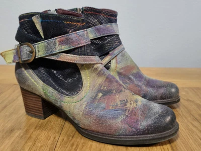 Spring Step L'Artiste 39 (8.5) Shazzam Ankle Booties Colorful Fun - Image 1 of 4