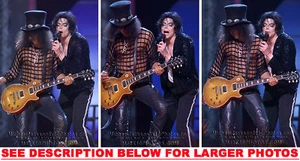 MICHAEL JACKSON 3Oth Anniv con SLASH 3xFOTO RARE8x10 - Foto 1 di 1