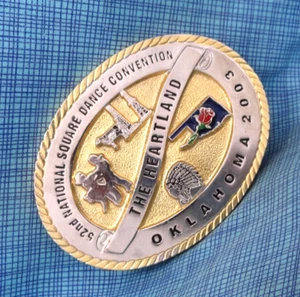 2003 NSDC OK Belt Buckle # Heartland 52nd National Square Dance Conv Vtg .GMP115 - Picture 1 of 11