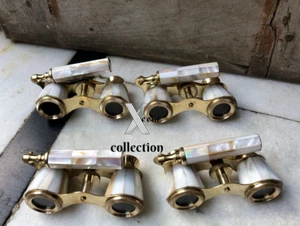 Set Of 4 Antique Brass Opera Glasses Mother of Pearl & Vintage Binocular gift - Picture 1 of 4