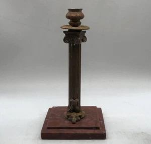 Antique Bronze Candlestick On Stone Empire style - Picture 1 of 5